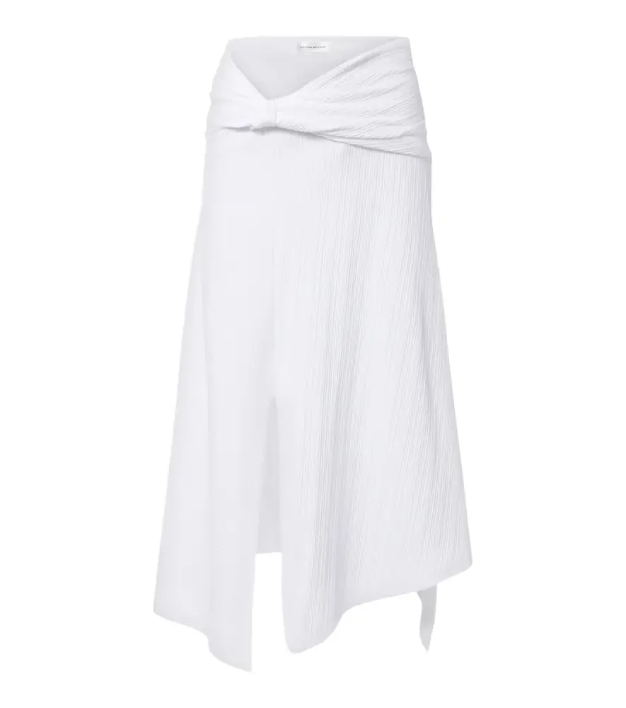 Victoria Beckham Gathered cotton-blend midi skirt