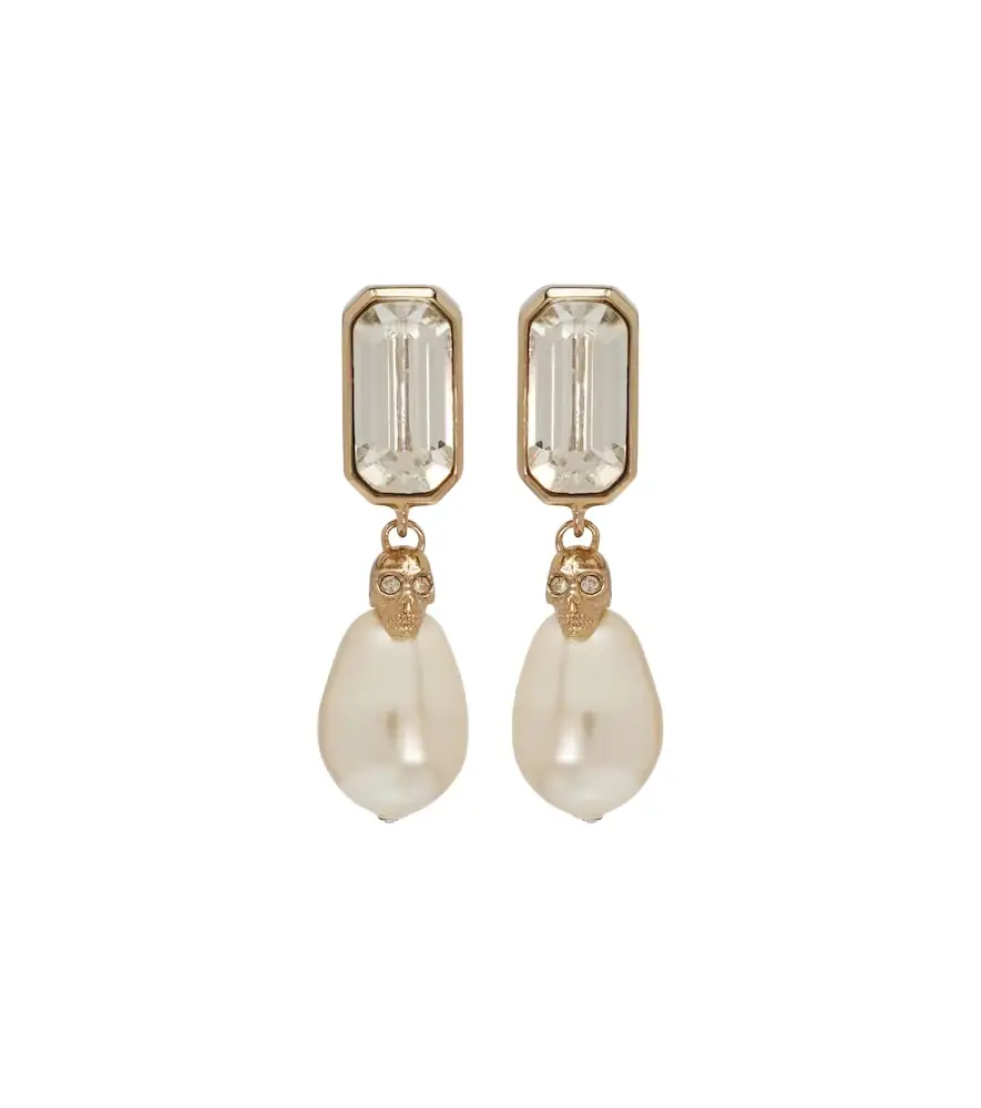 McQueen Skull embellished drop earrings
