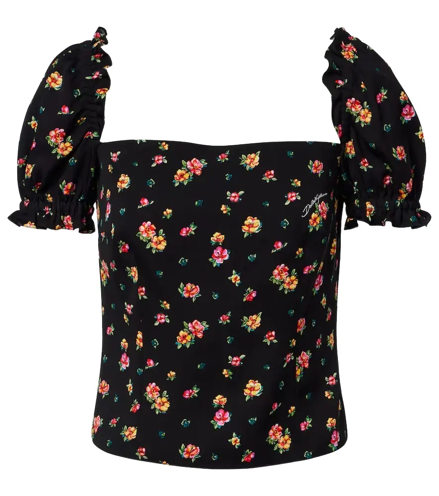 Dolce & Gabbana Floral silk-blend charmeuse top