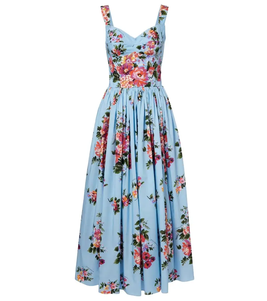Dolce & Gabbana Floral cotton bustier dress