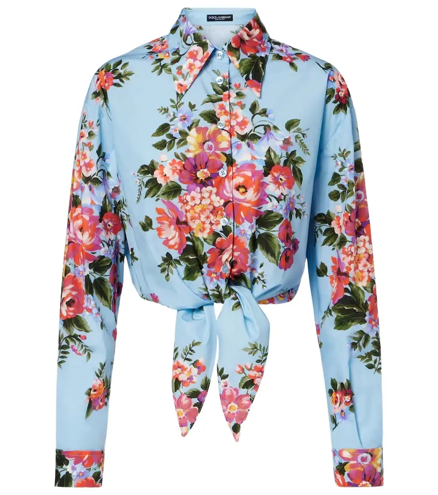 Dolce & Gabbana Floral cropped cotton shirt