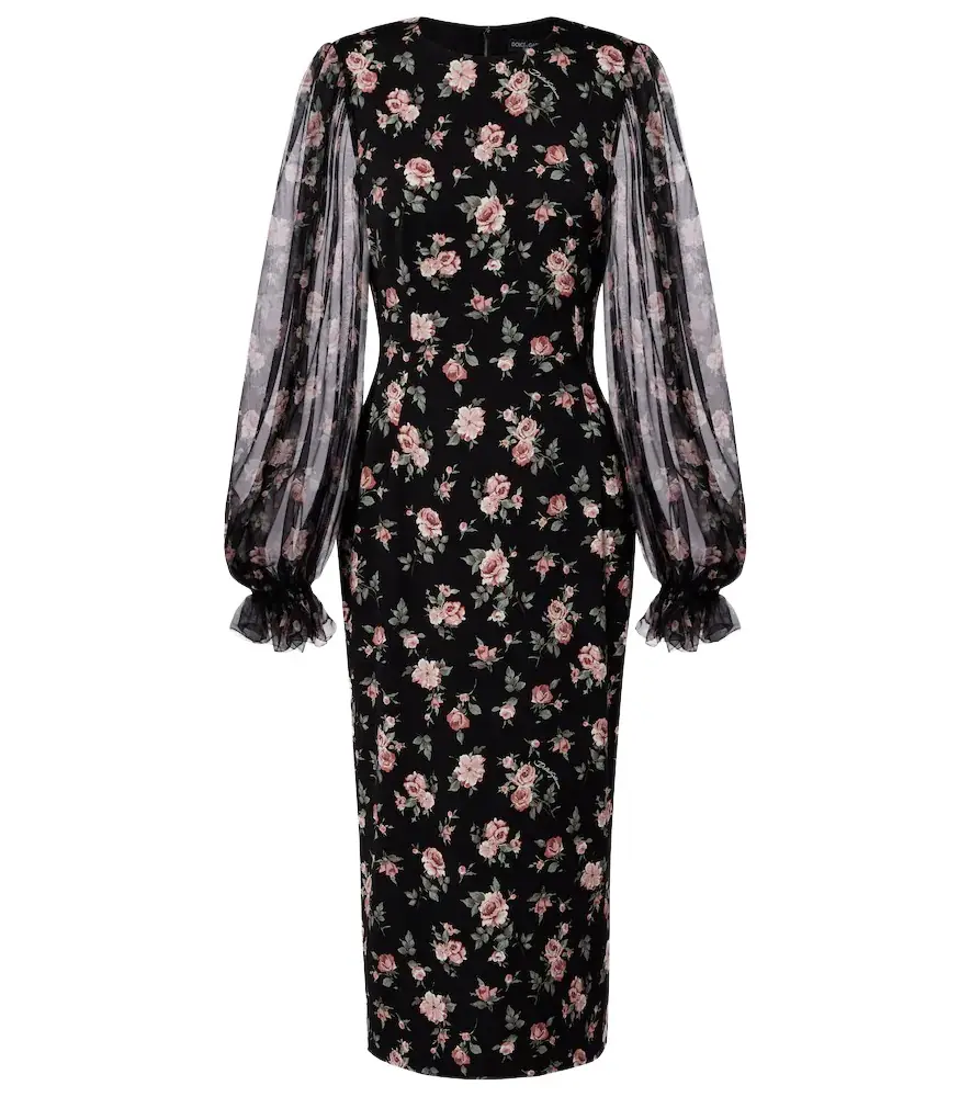 Dolce & Gabbana Floral silk-blend charmeuse midi dress
