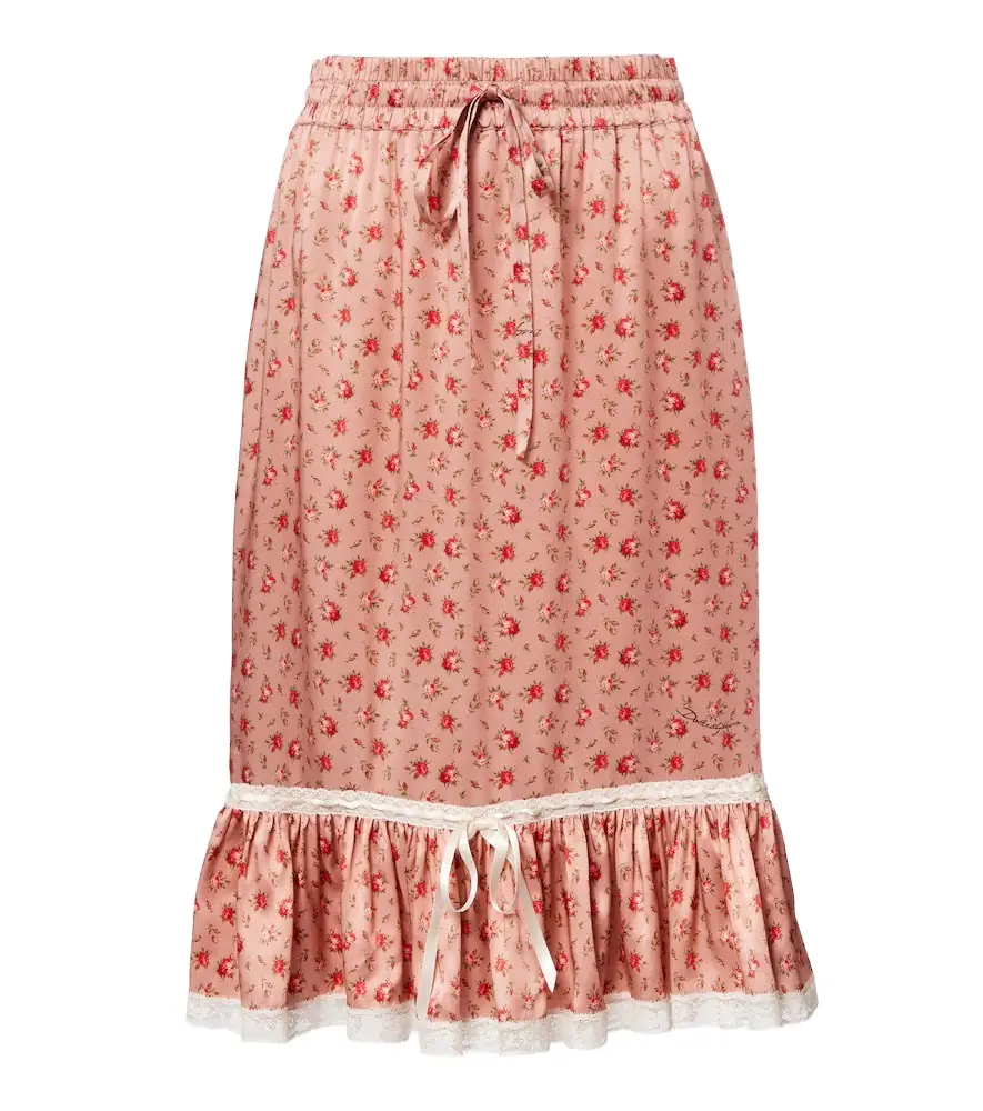 Dolce & Gabbana Floral silk and cotton-blend midi skirt