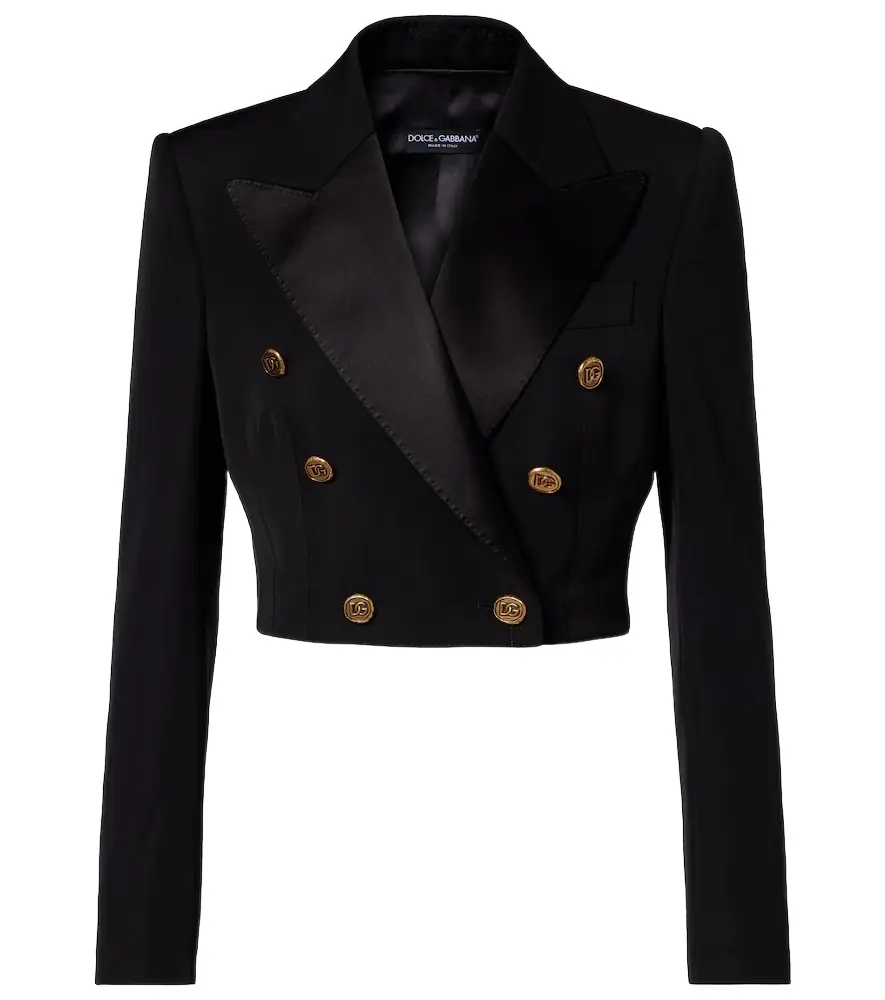 Dolce & Gabbana Cropped wool and silk-blend jacket