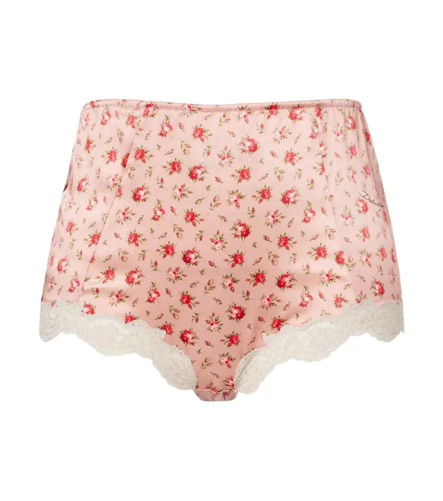Dolce & Gabbana Floral silk and cotton-blend briefs