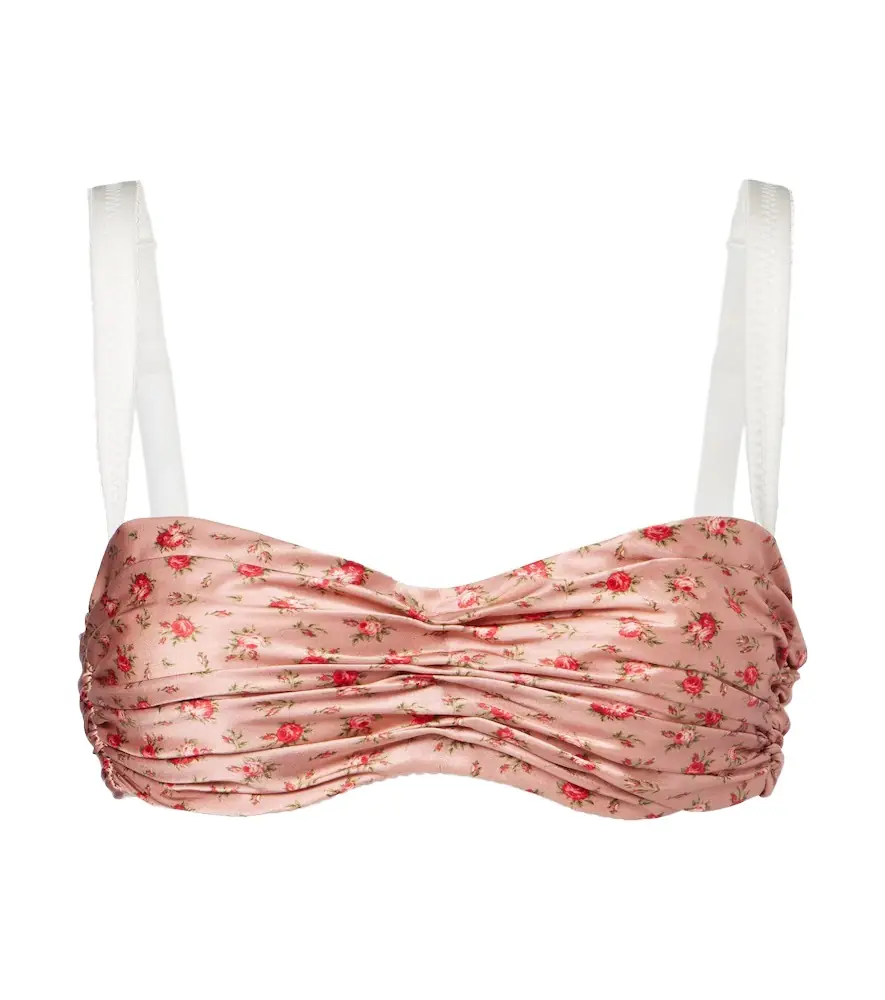Dolce & Gabbana Floral draped silk satin bra