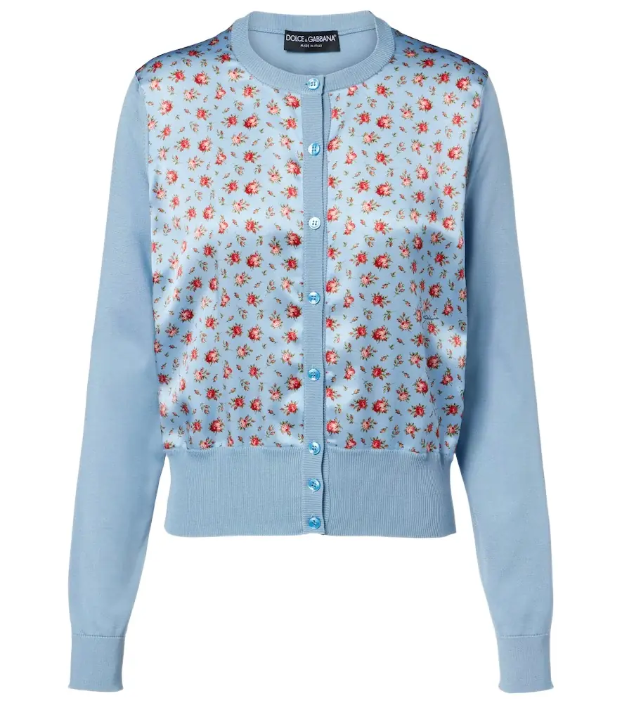 Dolce & Gabbana Floral paneled silk satin cardigan