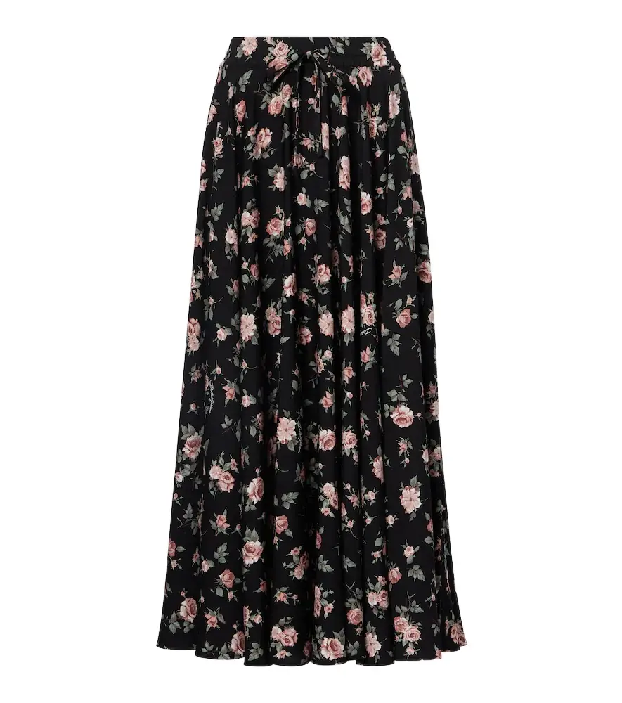 Dolce & Gabbana Floral silk-blend charmeuse maxi skirt