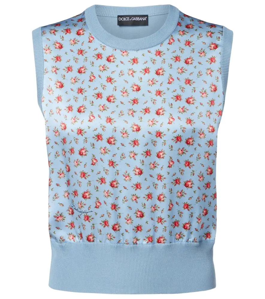 Dolce & Gabbana Floral silk sweater vest
