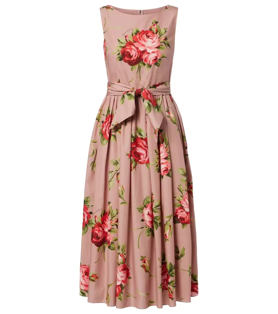 Dolce & Gabbana Floral belted cotton midi dress