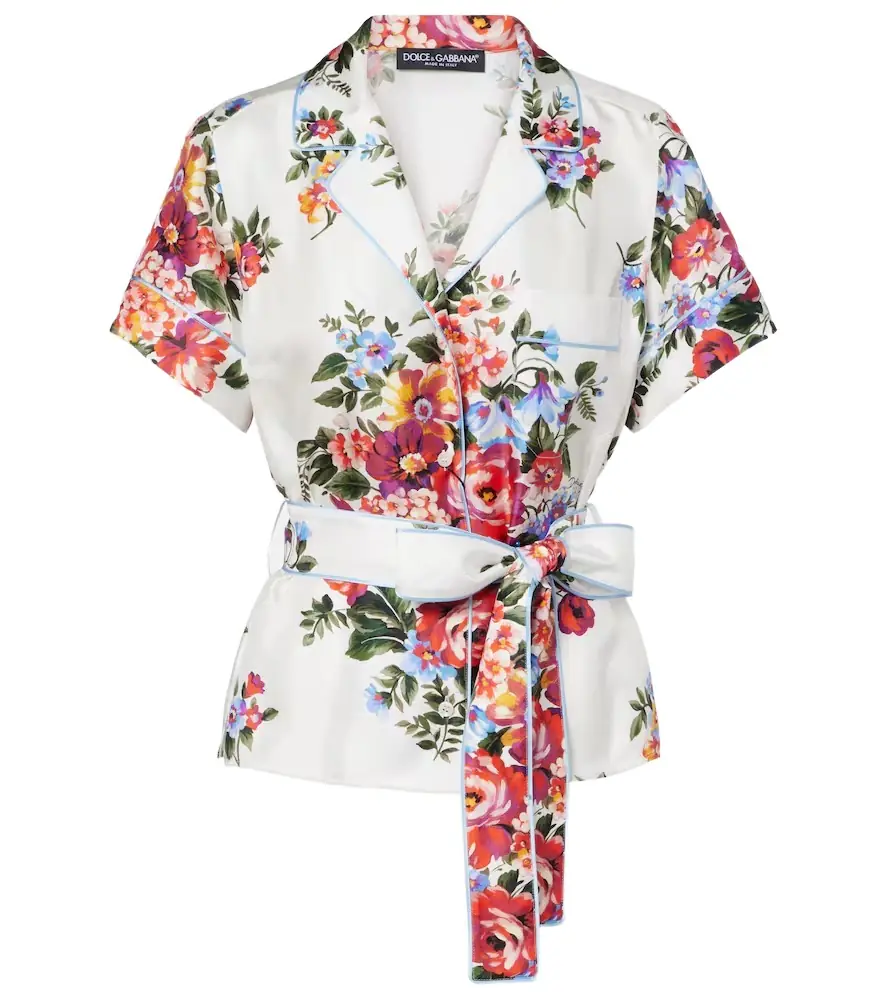 Dolce & Gabbana Floral silk twill wrap top
