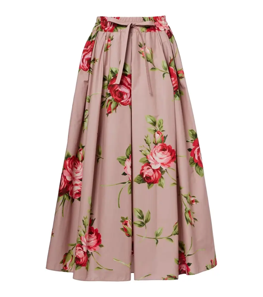 Dolce & Gabbana Floral pleated cotton midi skirt