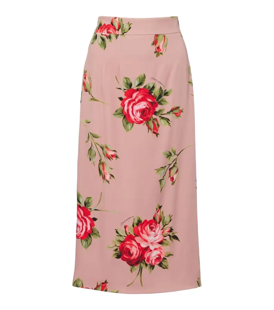 Dolce & Gabbana Floral silk-blend midi skirt