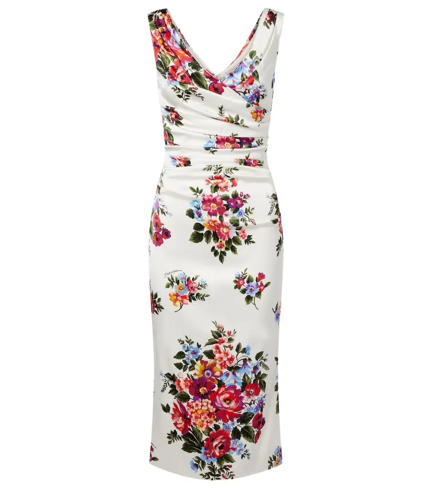 Dolce & Gabbana Draped floral satin midi dress