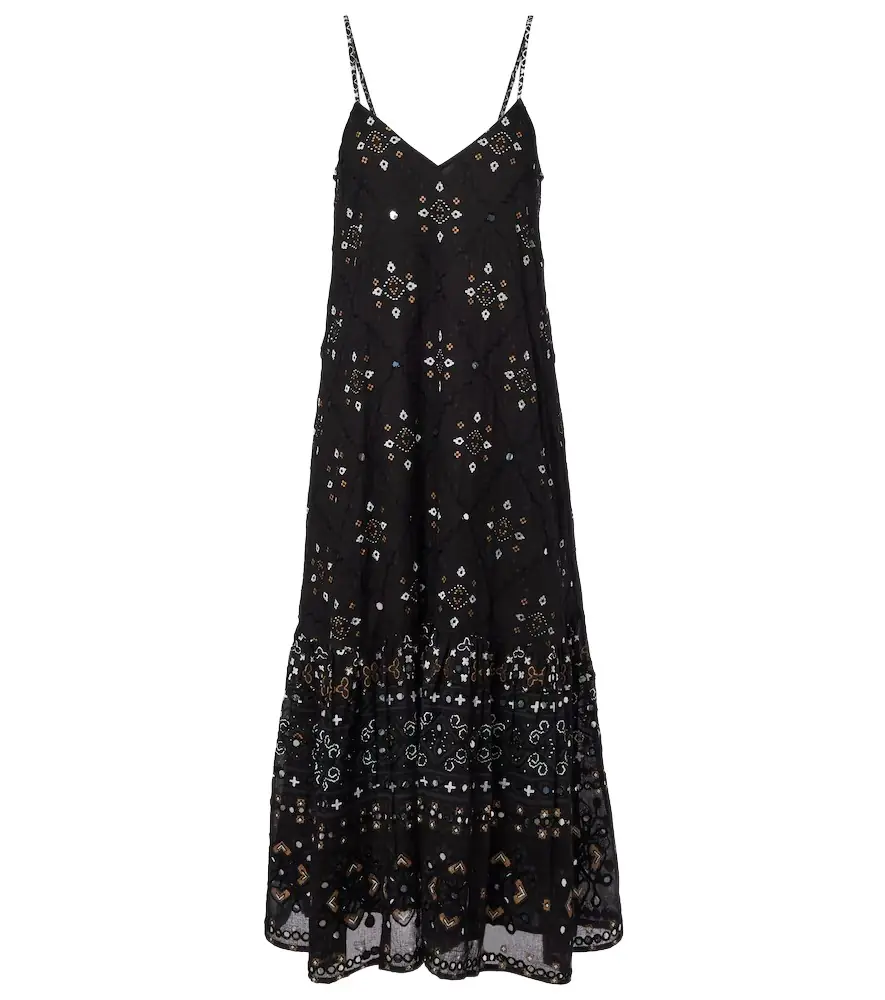 Juliet Dunn Embroidered cotton midi dress