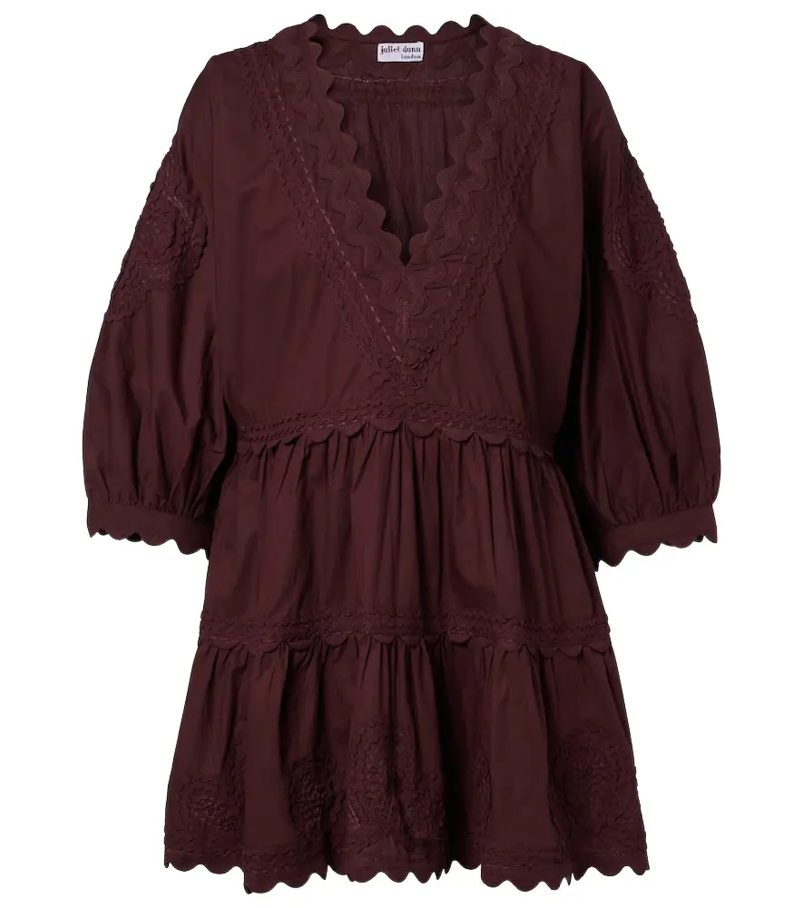 Juliet Dunn Scalloped cotton poplin minidress