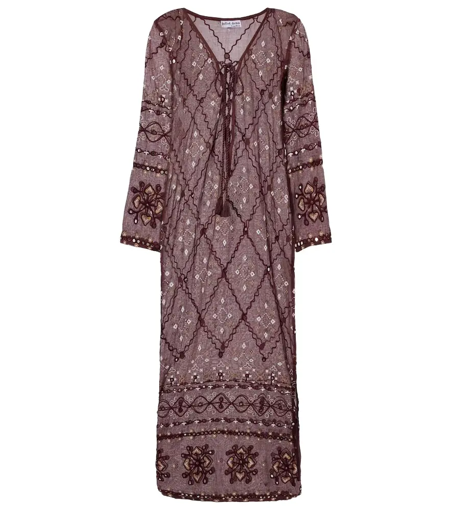 Juliet Dunn Embroidered cotton kaftan