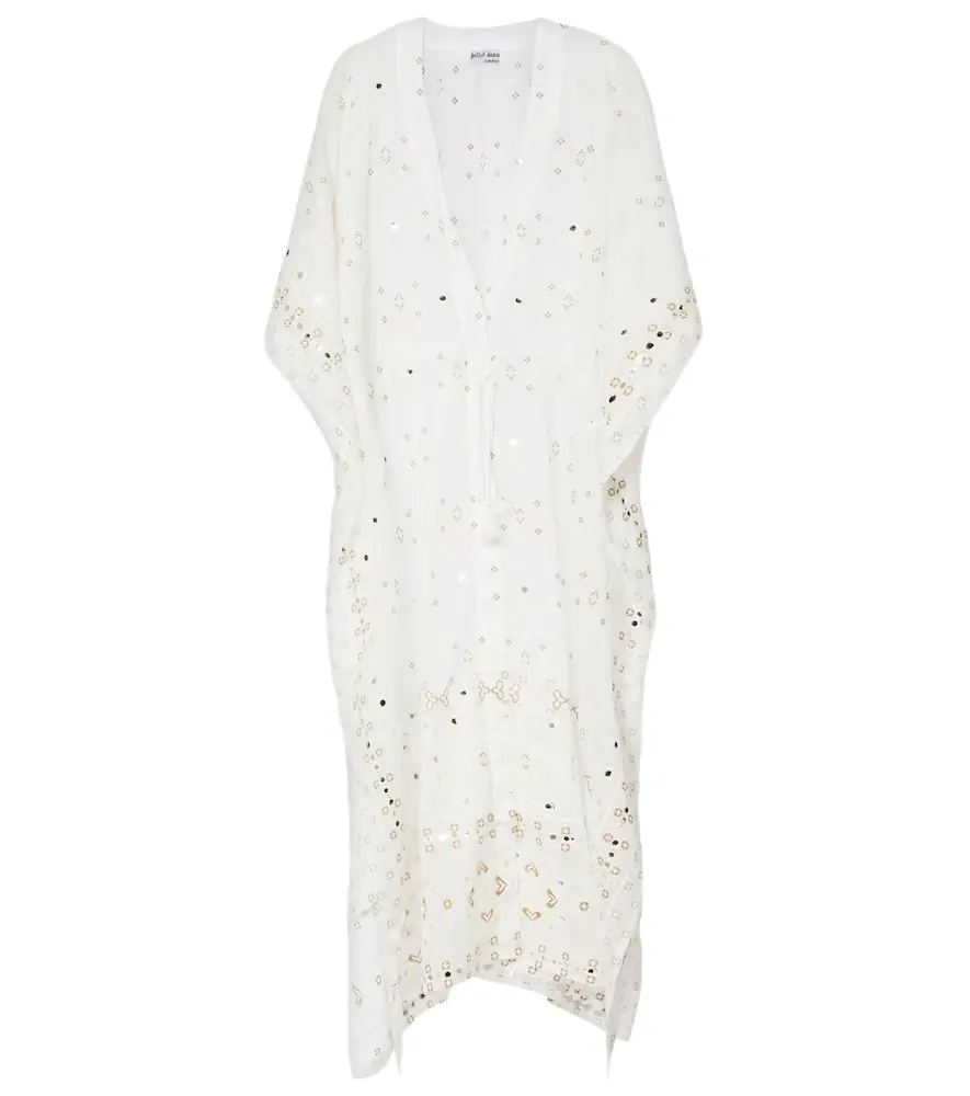 Juliet Dunn Embroidered cotton kaftan