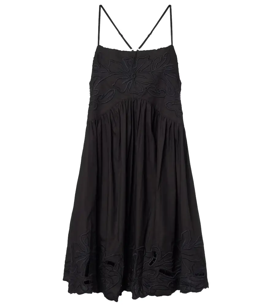 Juliet Dunn Embroidered cotton poplin minidress