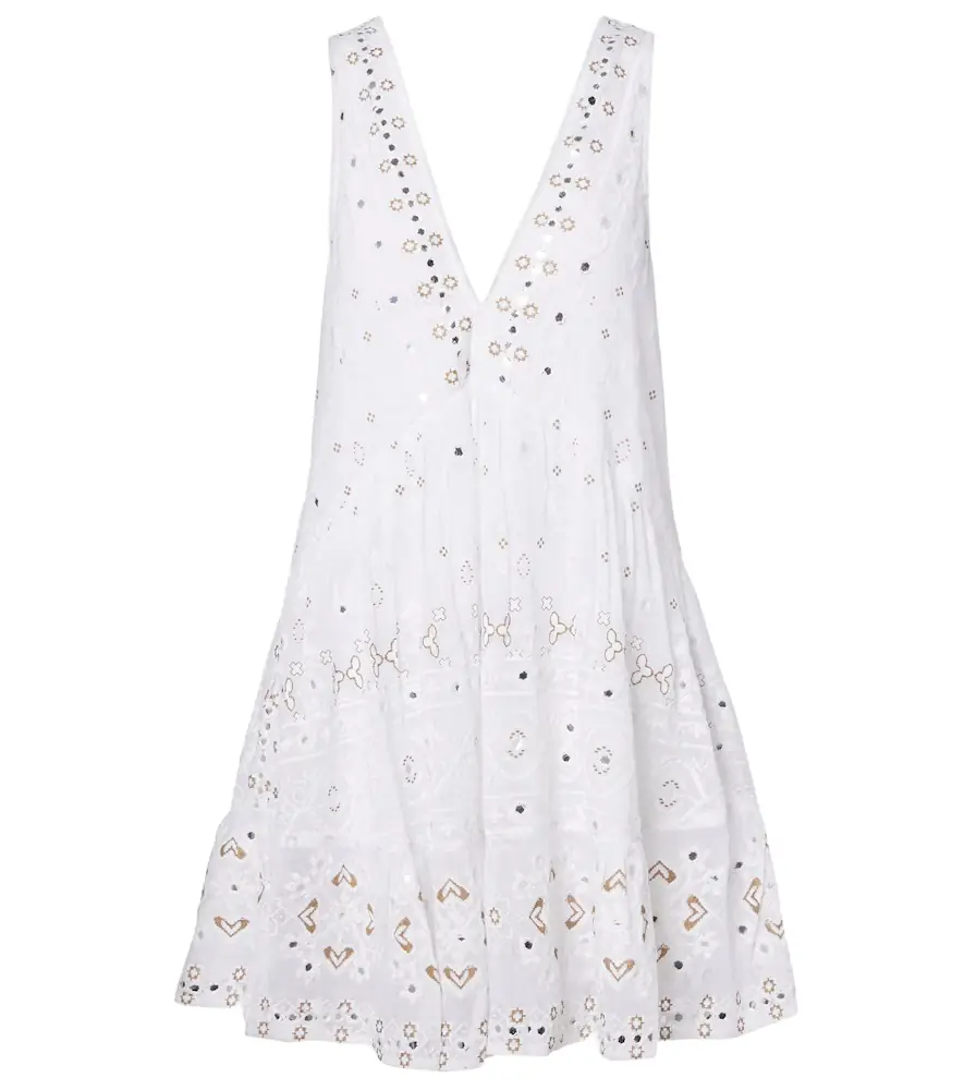 Juliet Dunn Embroidered cotton minidress