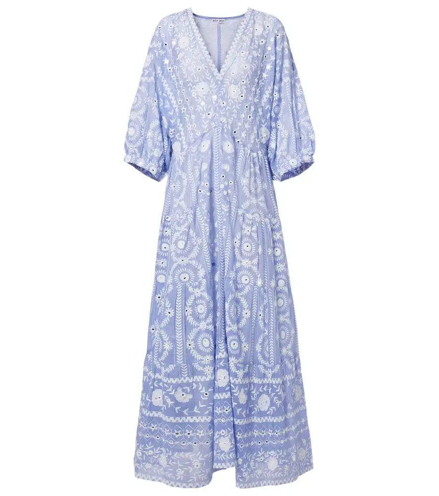 Juliet Dunn Sequined floral cotton maxi dress
