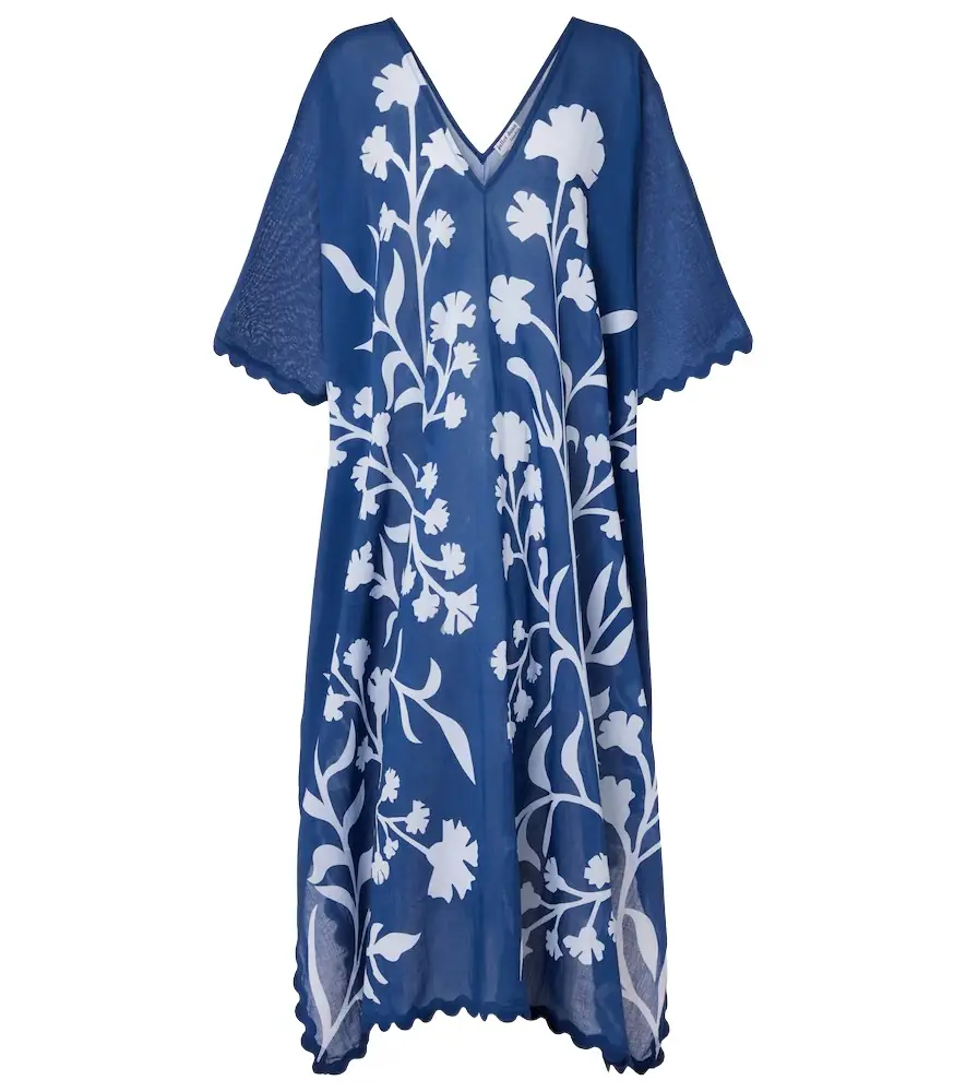 Juliet Dunn Scalloped cotton kaftan