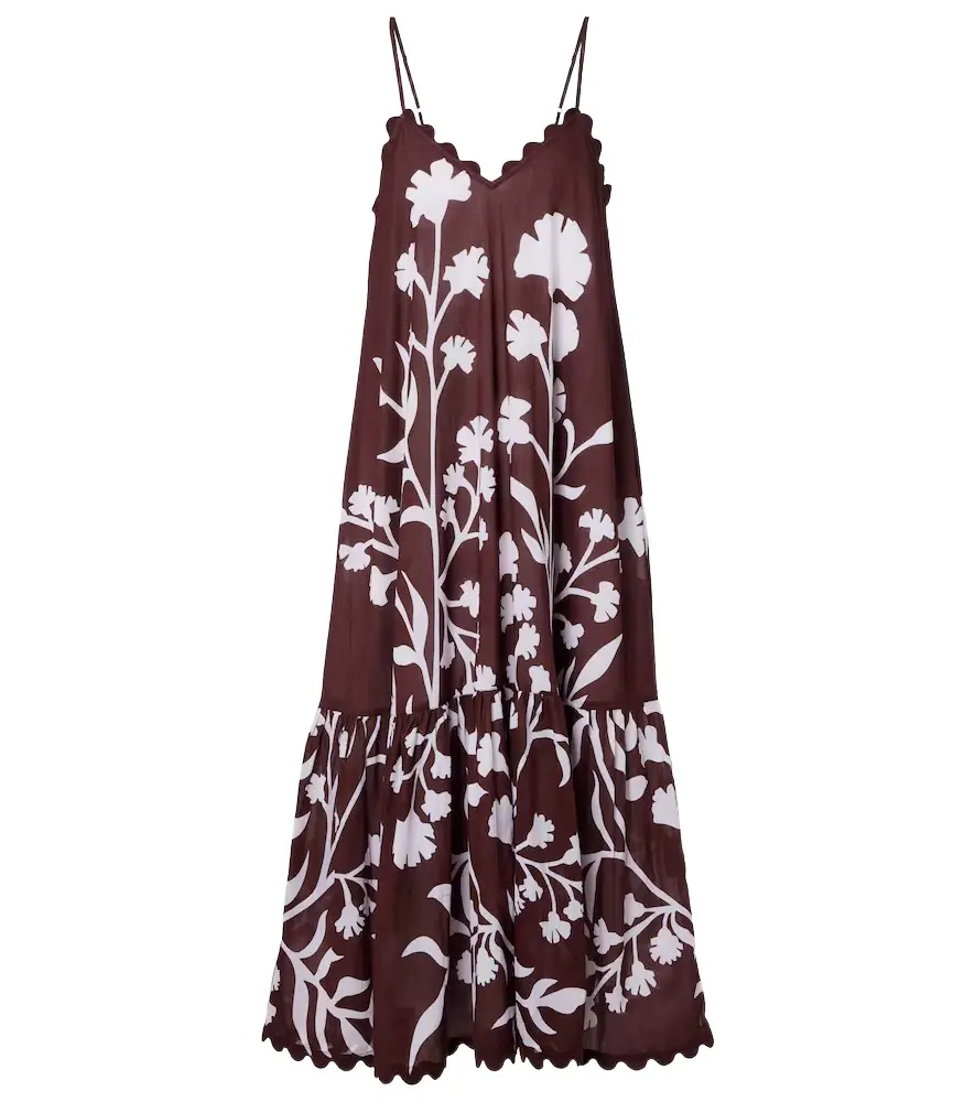 Juliet Dunn Scalloped cotton midi dress
