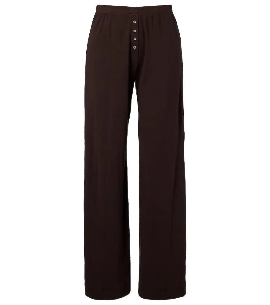 Leset Pointelle cotton wide-leg pants