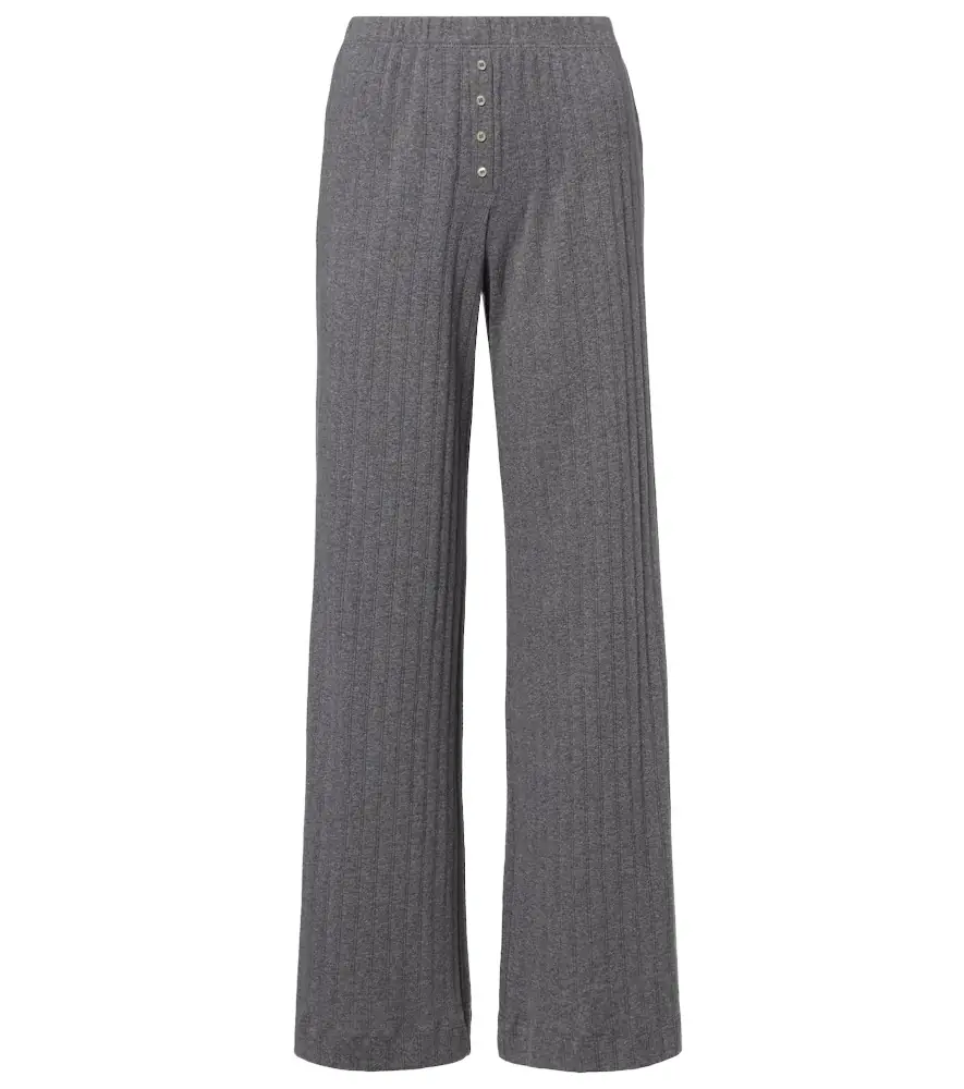 Leset Pointelle cotton wide-leg pants