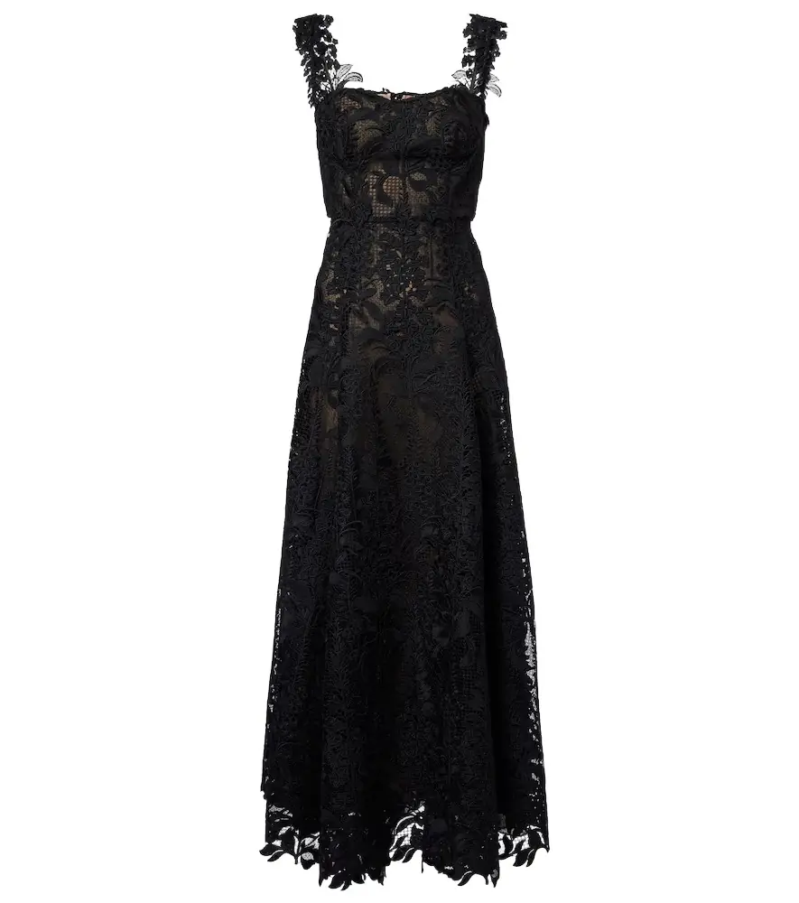 Oscar de la Renta Guipure lace bustier gown