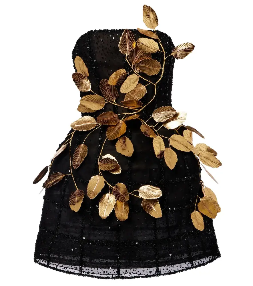 Oscar de la Renta Embellished sequined cocktail dress