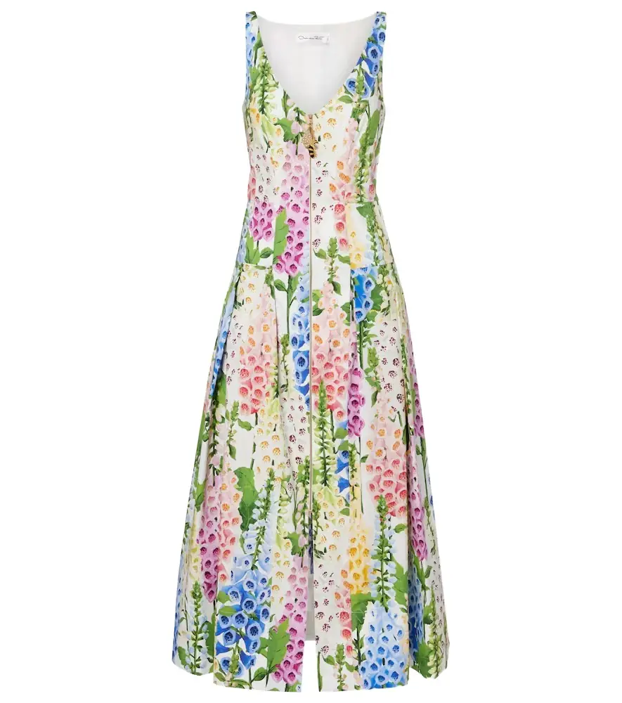 Oscar de la Renta Floral poplin cocktail dress