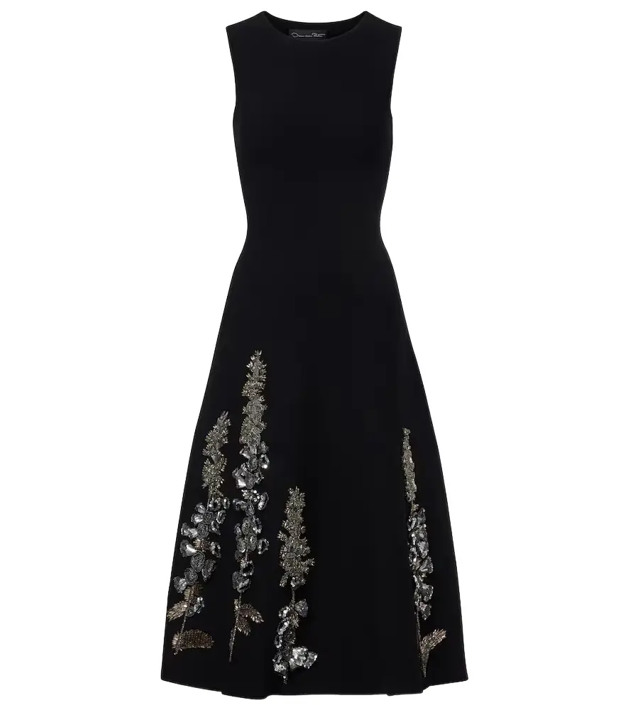 Oscar de la Renta Embellished jacquard midi dress