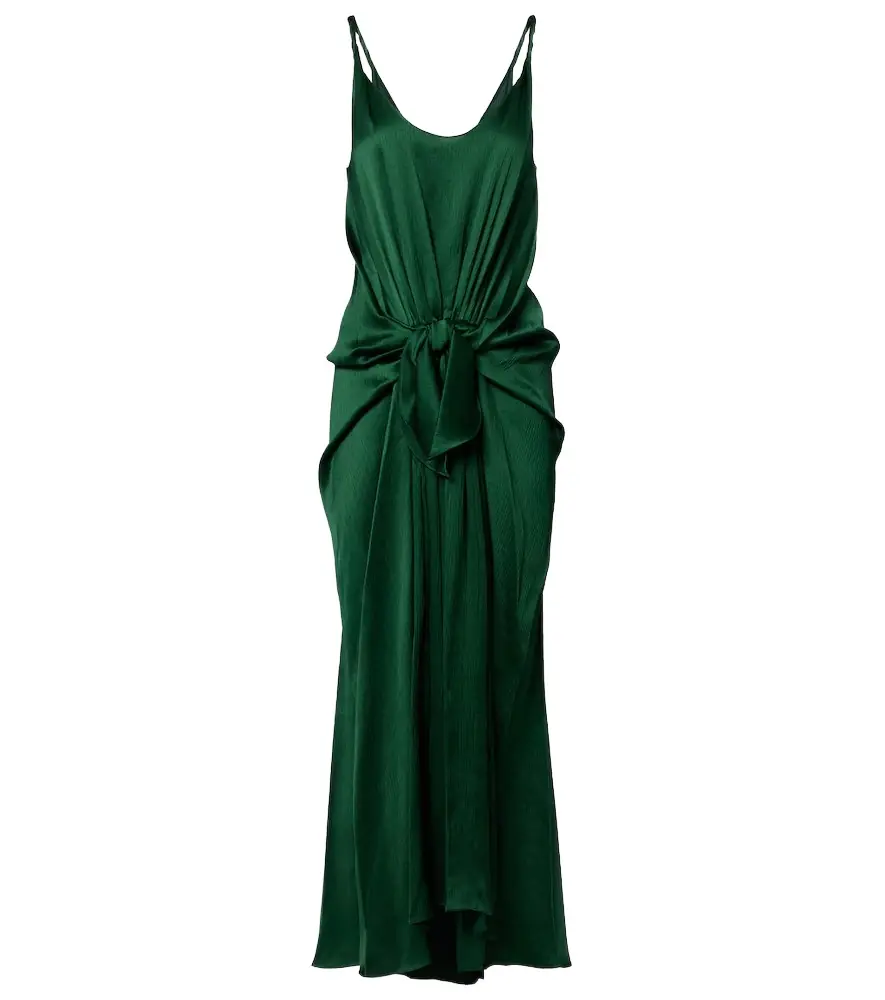 JW Anderson Gathered silk satin midi dress