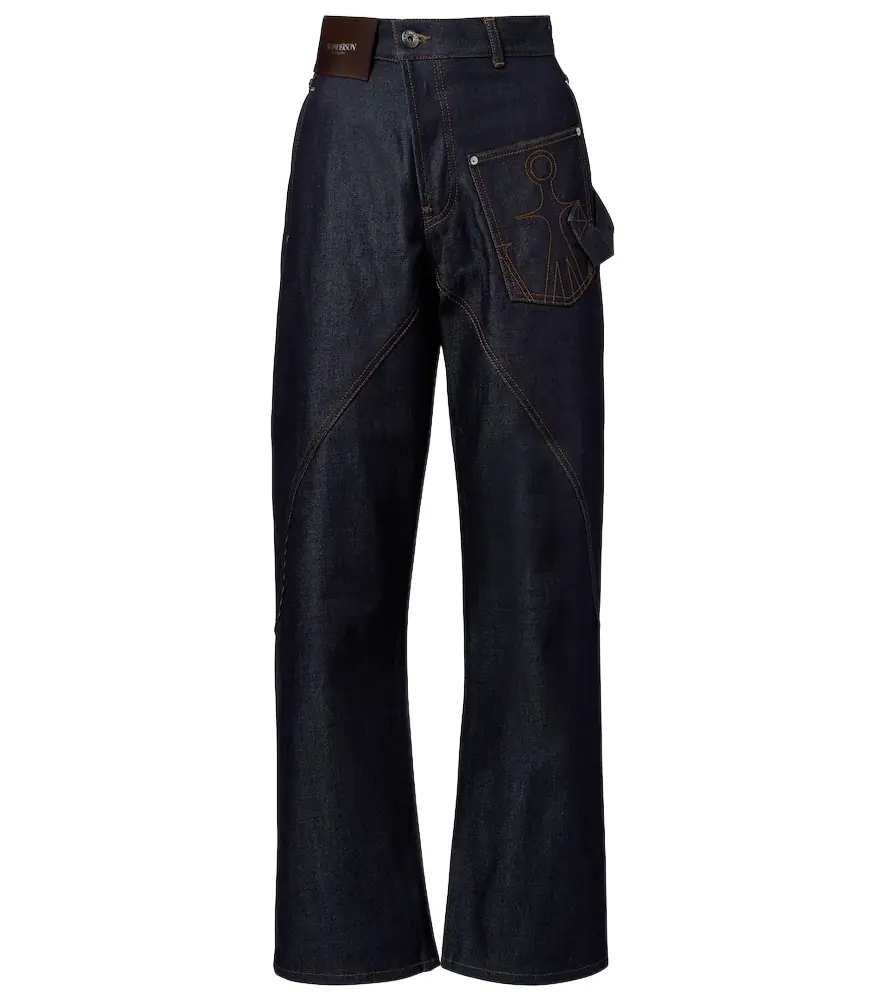 JW Anderson Embroidered high-rise straight jeans