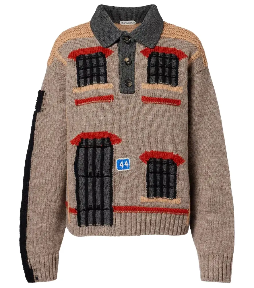 JW Anderson Wool intarsia jacquard polo sweater