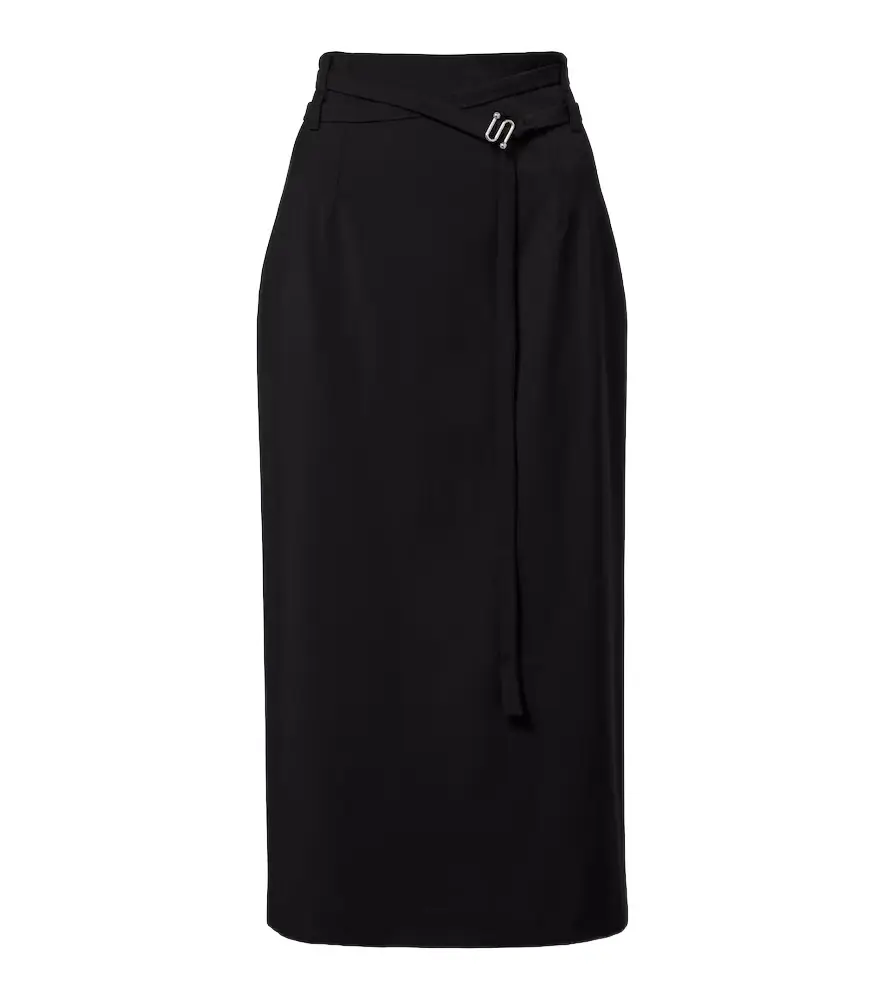 Sportmax High-rise virgin wool midi skirt