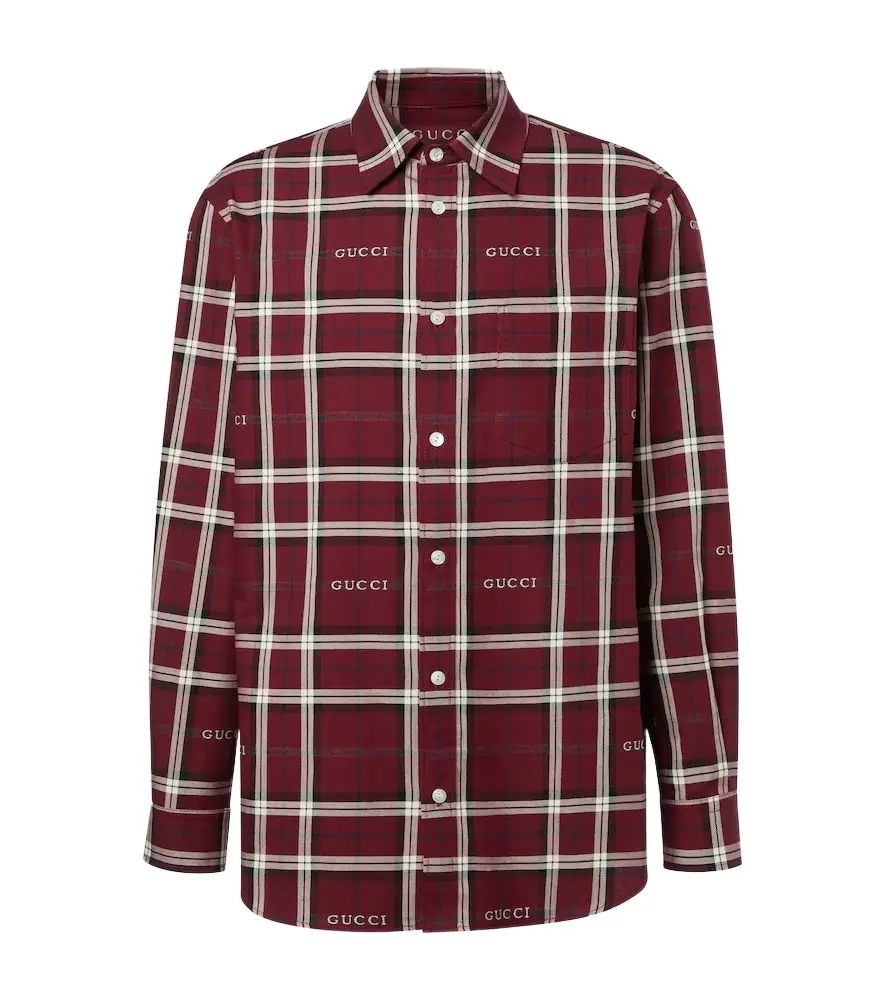 Gucci Script plaid cotton jacquard shirt