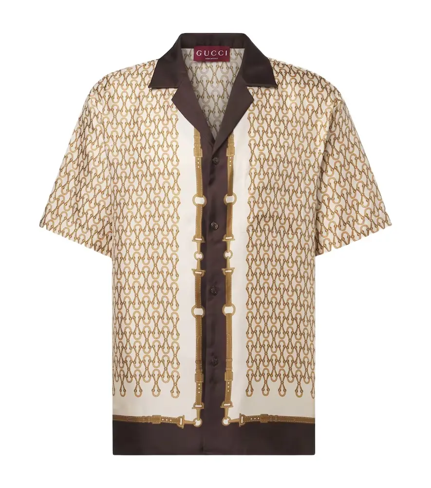 Gucci Printed silk twill bowling shirt