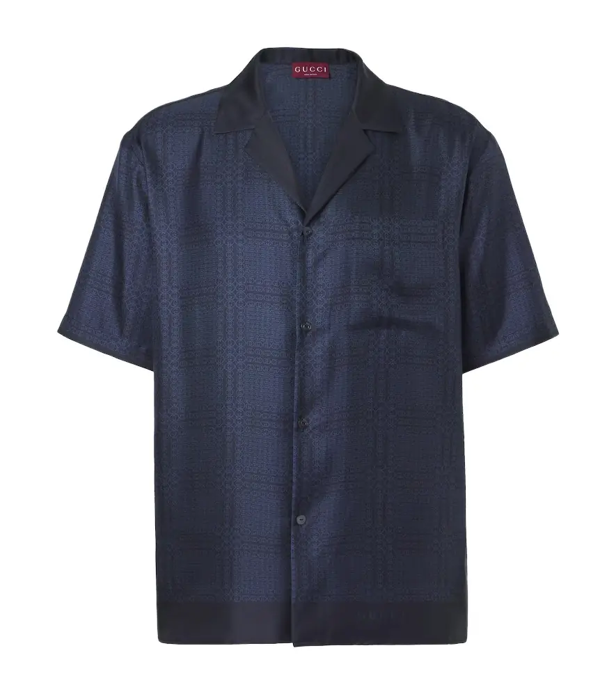 Gucci Interlocking G silk twill bowling shirt