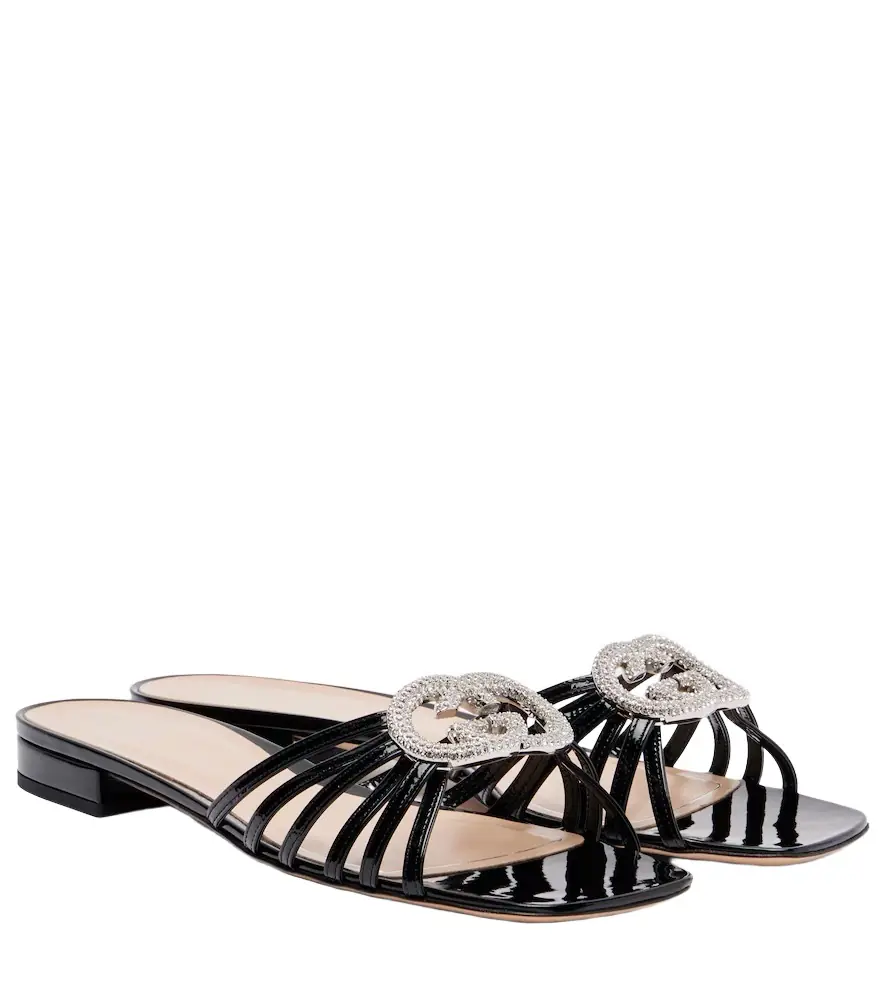 Gucci Interlocking G patent leather sandals