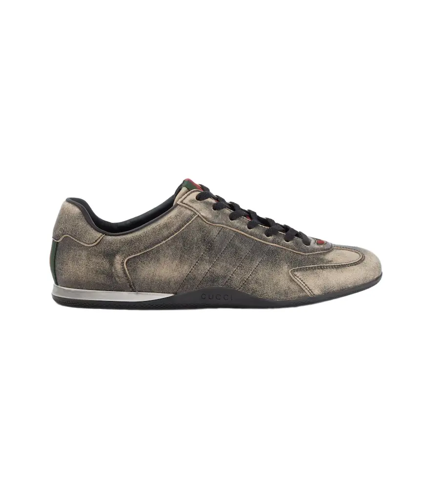 Gucci Shift Web Stripe leather sneakers