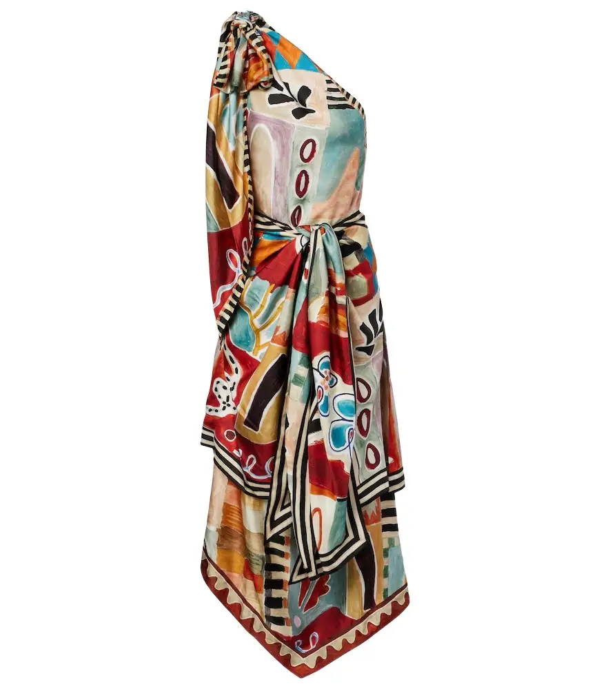 Alemais Alémais x LRNCE Michelle one-shoulder silk midi dress