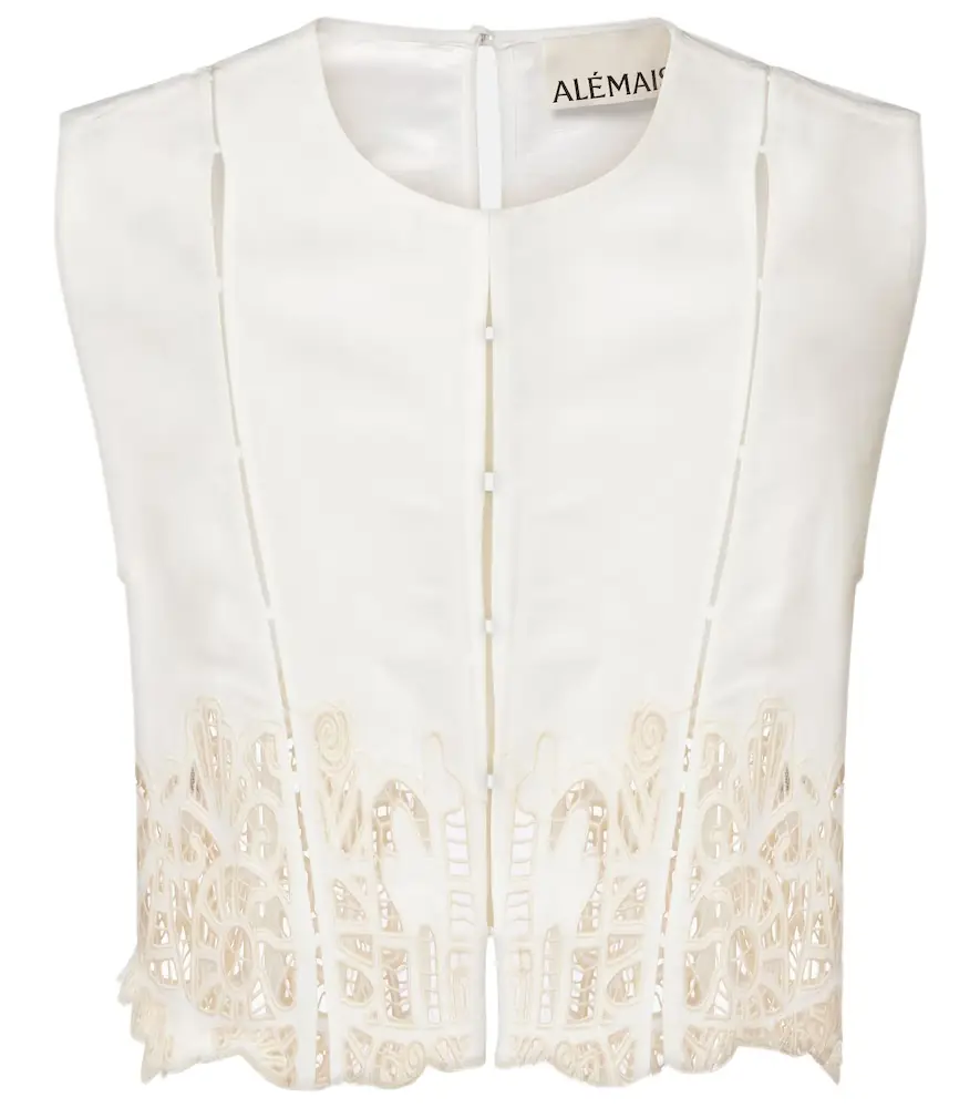Alemais Alémais Rosemary embroidered linen-blend top