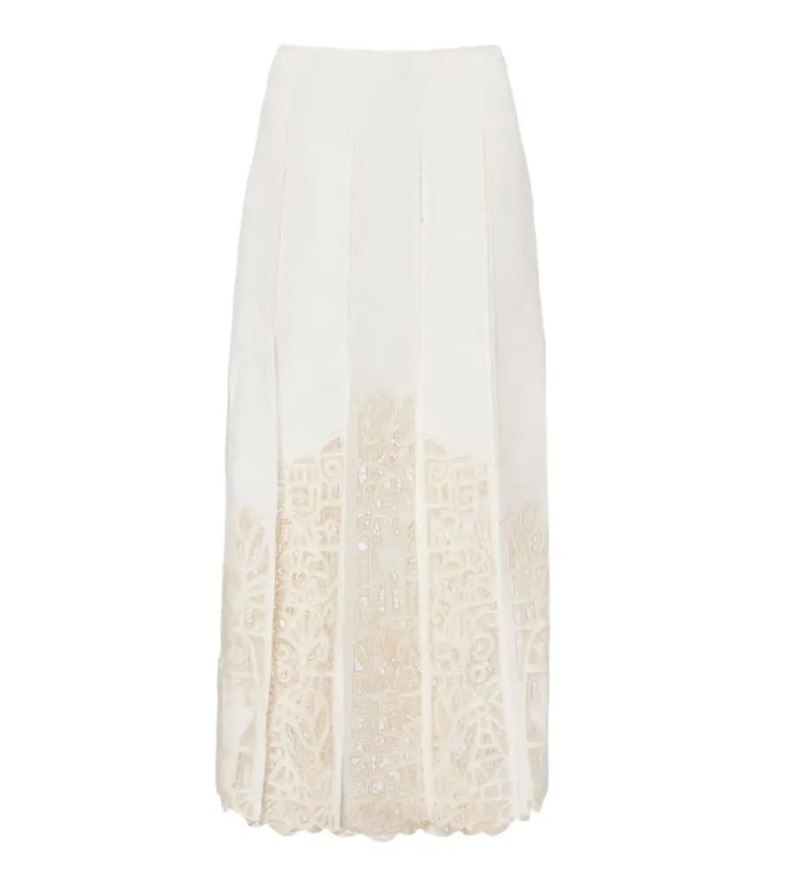 Alemais Alémais Rosemary linen-blend midi skirt