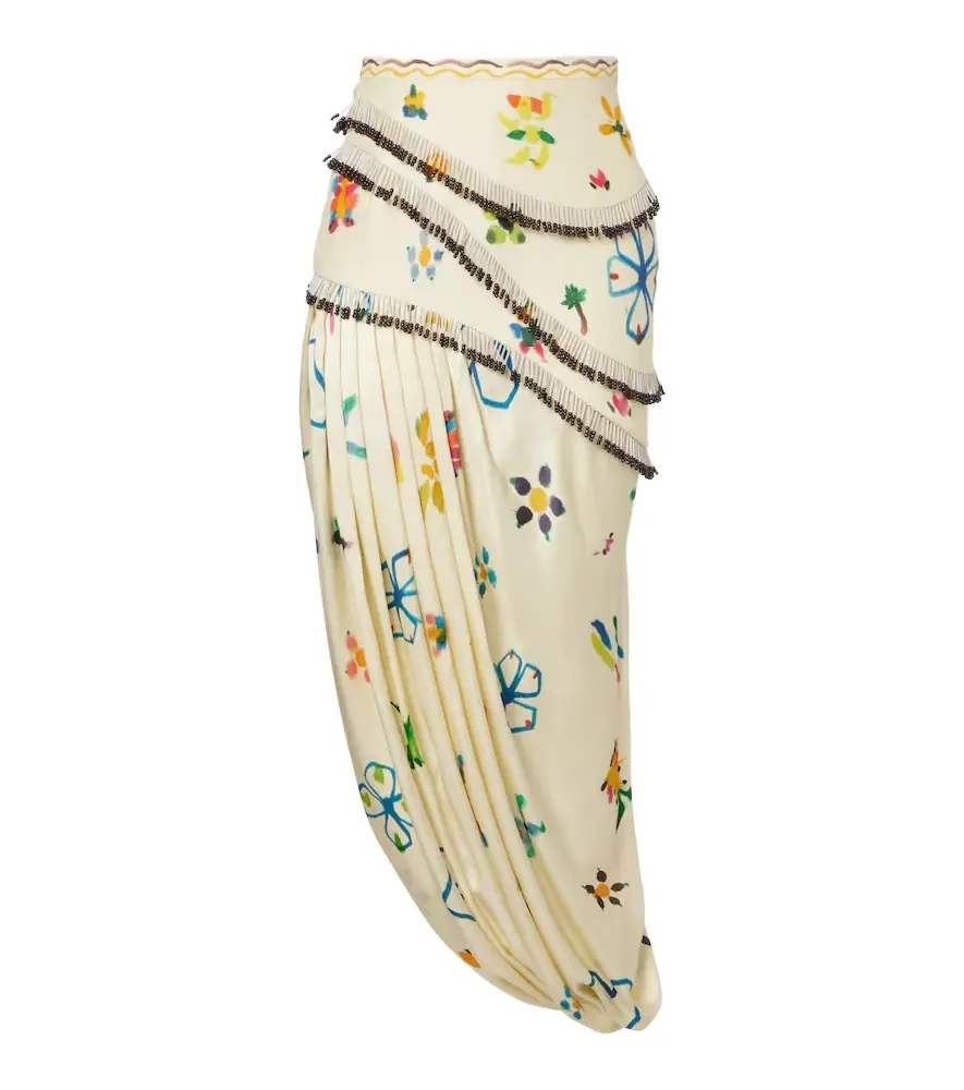 Alemais Alémais Sidi embellished linen-blend midi skirt