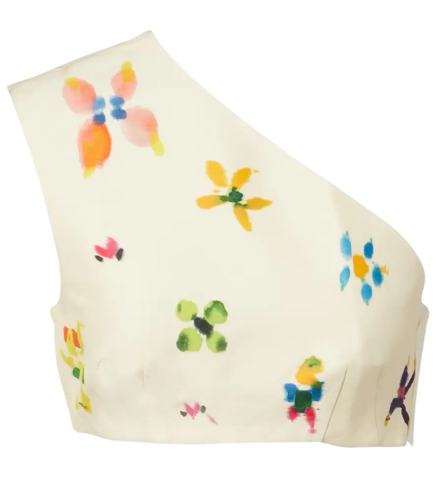 Alemais Alémais Sidi printed linen-blend crop top