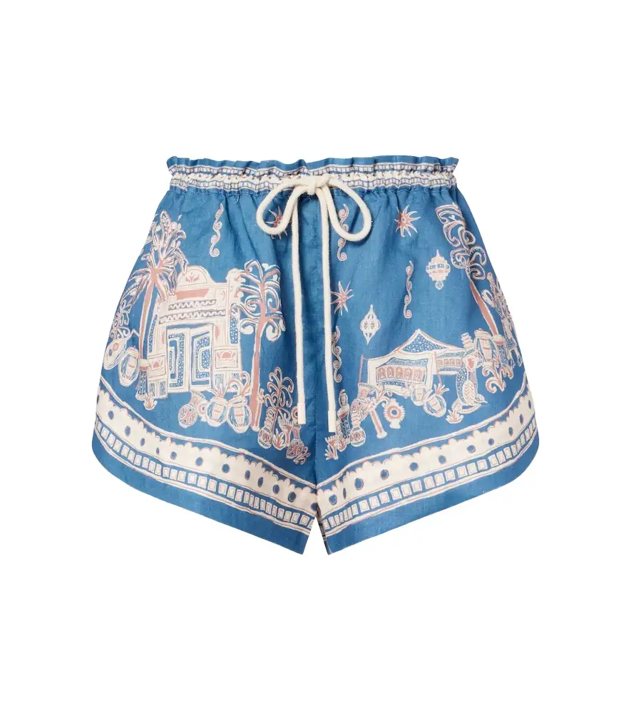 Alemais Alémais Acacia printed linen Bermuda shorts