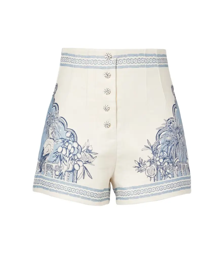 Alemais Alémais Villa Romantica printed linen Bermuda shorts