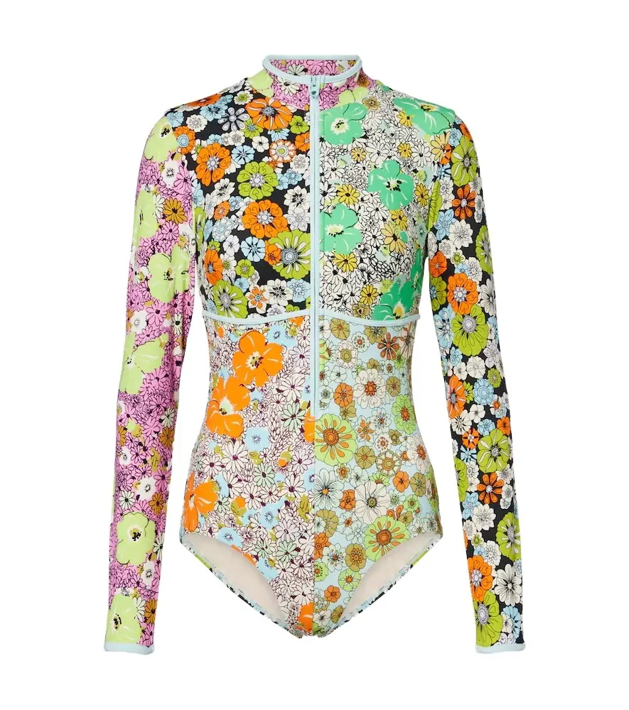 Alemais Alémais Orange Blossom floral rashguard swimsuit